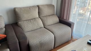 Conjunto de 2 sofás de tela y piel