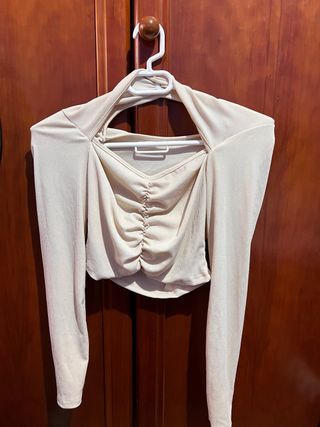 Top beige manga larga mujer talla XS
