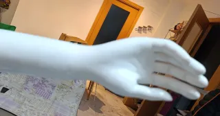 Brazo de maniquí femenino blanco con mano