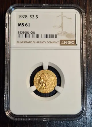 Moneda Oro 2.5$ 1928 MS 61 NGC