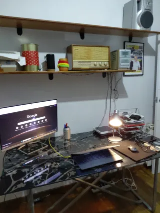 Cama + Librería + Mesita + 2 Estanterías + Mesa