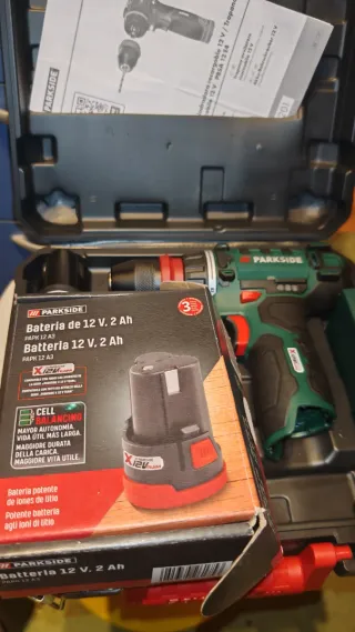 Taladro Atornillador Parkside 12V + Batería 2Ah