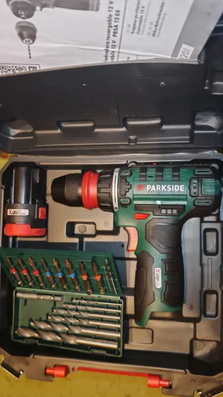 Taladro Atornillador Parkside 12V + Batería 2Ah