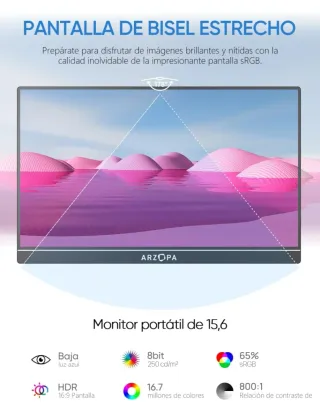 Monitor Portátil ARZOPA 15.6° FHD FULL HD