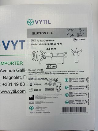 Pinzas Biopsia Vytil Glutton Life 230cm