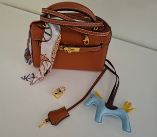 Borsa Hermès Mini Kelly in pelle marrone