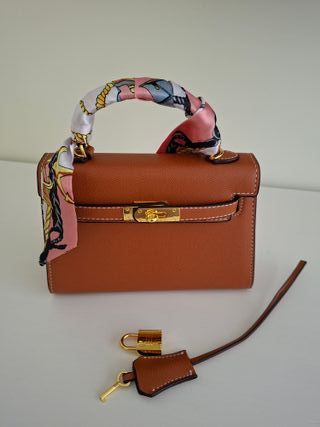 Borsa Hermès Mini Kelly in pelle marrone