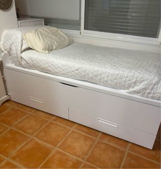 Cama nido con cajones blanca, colchones de 90