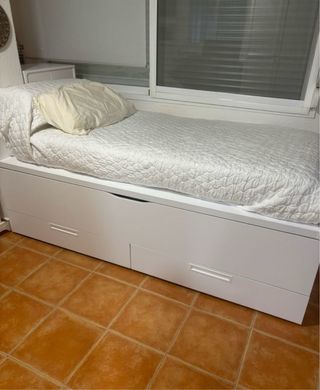Cama nido con cajones blanca, colchones de 90