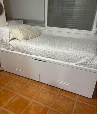 Cama nido con cajones blanca, colchones de 90