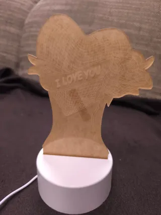 Lámpara LED 3D Corazón I LOVE YOU