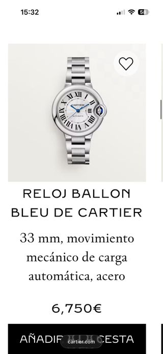 Reloj Cartier Plata y Blanco 33mm
