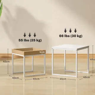 Mesas nido blancas y madera