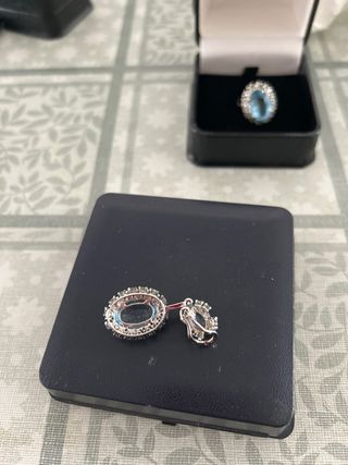 Conjunto Anillo y Pendientes Agua Marina