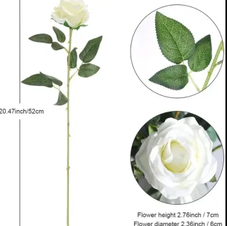 10 Rosas Artificiales Blancas