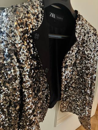 Chaqueta Zara Lentejuelas Plateadas