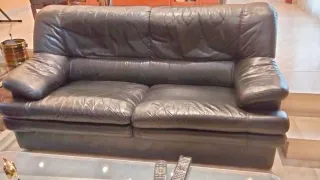Sofá Piel Negro 3 Plazas