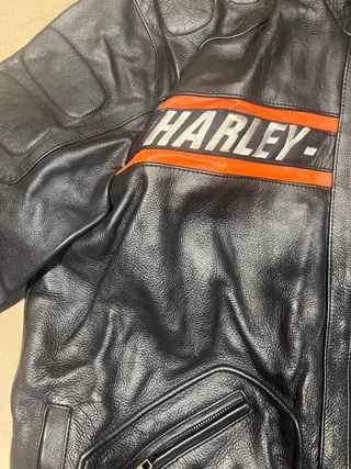 Chaqueta Cuero Harley-Davidson Negra/Naranja