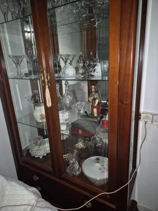 Vitrina de madera y cristal con luz interior