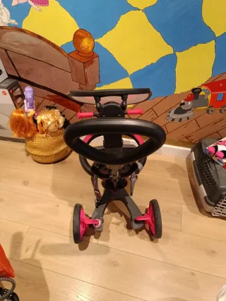 Triciclo rosa per bambini con tettuccio Bicicleta de arr