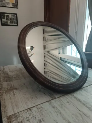 Espejo de Pared Ovalado Madera Caoba