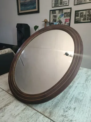 Espejo de Pared Ovalado Madera Caoba