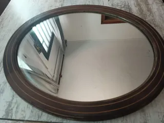 Espejo de Pared Ovalado Madera Caoba