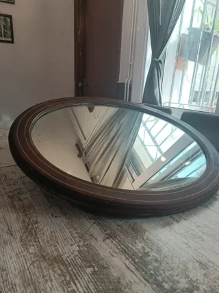 Espejo de Pared Ovalado Madera Caoba