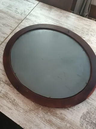 Espejo de Pared Ovalado Madera Caoba