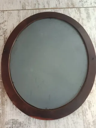 Espejo de Pared Ovalado Madera Caoba