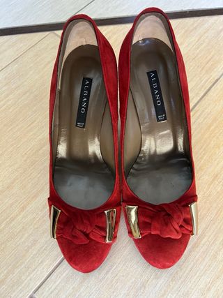Scarpe Albano camoscio rosso tacco (39)