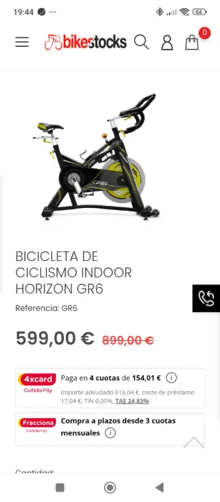 Bicicleta de Ciclismo Indoor Horizon GR6