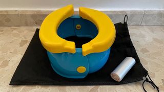 Dispositivo portátil azul y amarillo