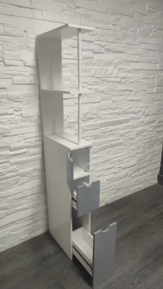 Mueble auxiliar blanco y gris