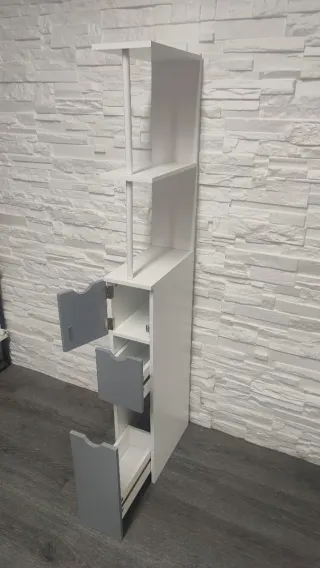 Mueble auxiliar blanco y gris