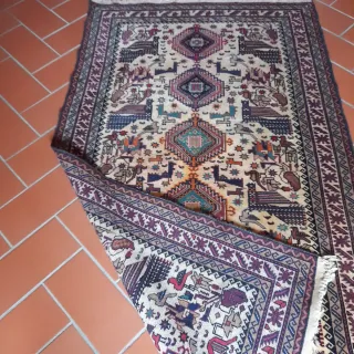 Tappeto persiano lana beige e viola