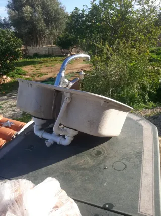 Fregadero doble piedra y metal