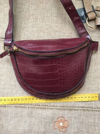 2 marsupi ecopelle beige e bordeaux