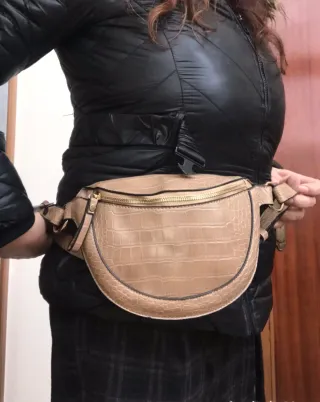 2 marsupi ecopelle beige e bordeaux