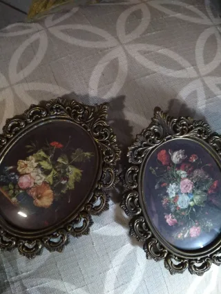 Coppia Cornici Bronzo Finitura Anticata