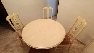 Mesa comedor redonda extensible y 6 sillas
