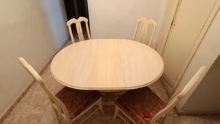 Mesa comedor redonda extensible y 6 sillas
