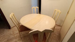 Mesa comedor redonda extensible y 6 sillas