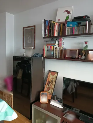 Mueble salón modular madera y cristal