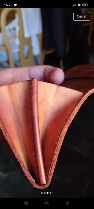 Cartera artesana piel curtido vegetal