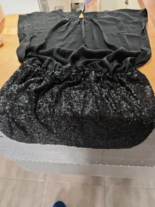 Vestido fiesta lentejuelas negro