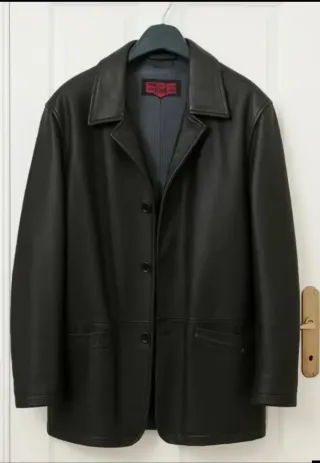 Chaqueta de Piel Negra Hombre