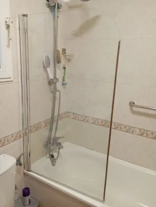 Mampara de ducha de cristal y metal inoxidable