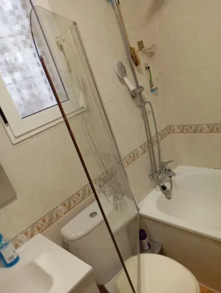 Mampara de ducha de cristal y metal inoxidable