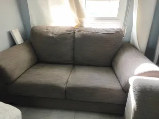 Sofá de tela 2 y 3 plazas beige/gris